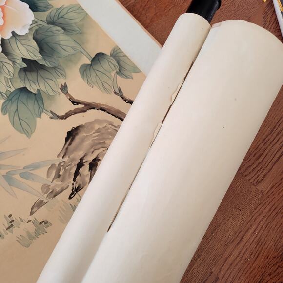 Vtg Chinese Scroll Paintings Artwork Bundle Crane Blossom Waterfall - Picture 7 of 15